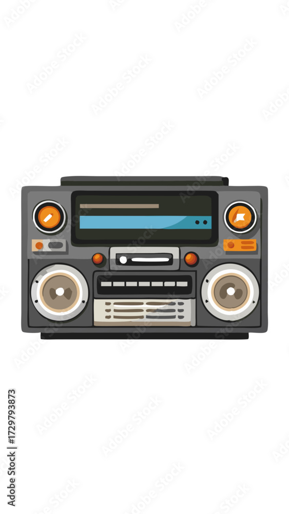 Fototapeta premium Illustration of a Retro Boombox with Knobs, Speakers, and a Display