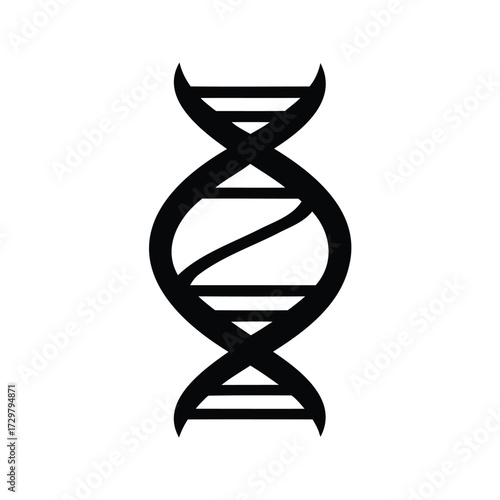 Striking Black Silhouette of DNA Strand on White Backdrop, A Minimalist Design, dna helix silhouette vector illustration