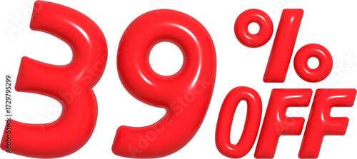 Tableau sur toile 3D Red 39 Percent Off Discount Text for Sale Promotion