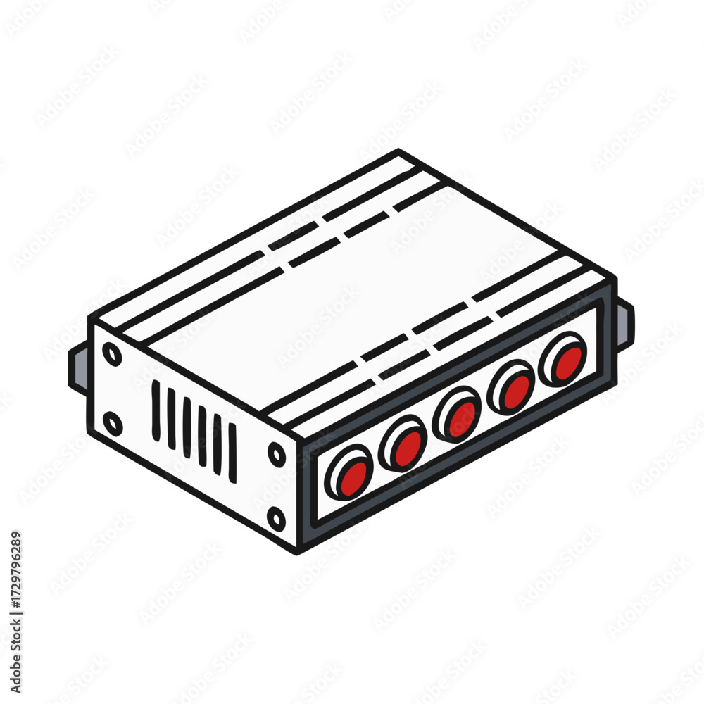 Fototapeta premium An Isometric Illustration of a Generic Electronic Device with Red Buttons