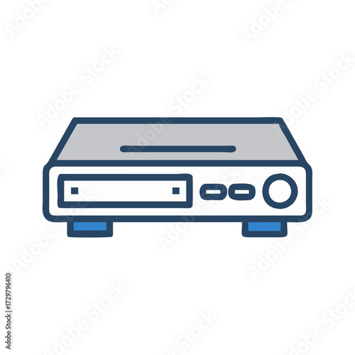 Illustration of a classic VCR player, symbolizing home entertainment and nostalgia