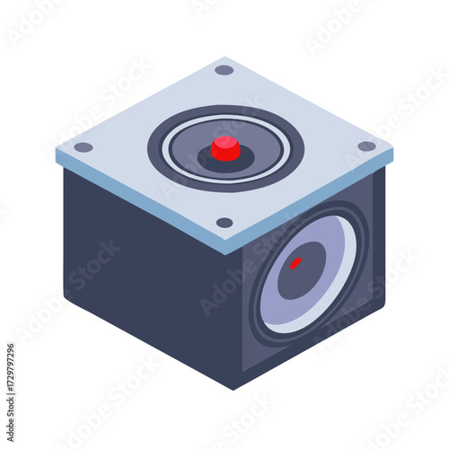 Isometric Loudspeaker with Simple Lines for Music Playback and Audio Design