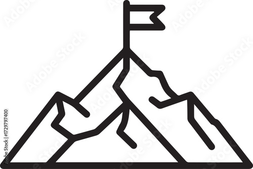 Achieve summit success and business goals with this clean mountain peak icon, symbolizing victory, leadership, and reaching new heights in business strategy