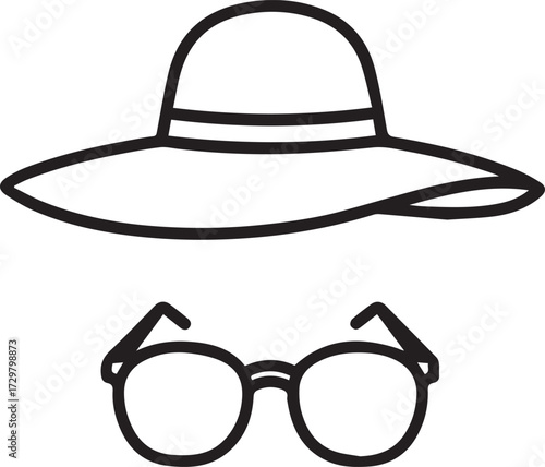Elegant sun hat and stylish round glasses: Accessorize for a sunny getaway, summer style, vacation vibes, and carefree days ahead