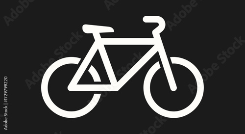 Minimalist White Bicycle Icon on Black Background