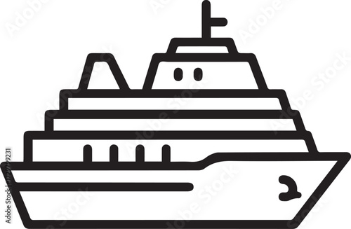 Cruise ship icon for travel adventures and ocean voyages, perfect for tourism marketing, vacation planning visuals, and nautical themed designs