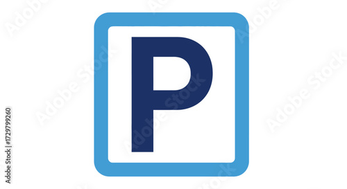 Blue and White Parking Sign with Bold Dark Blue "P" Letter