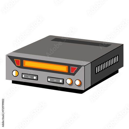 A cartoon illustration of a home media server or a networking device