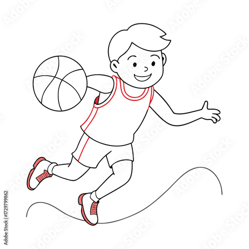 child playing basketball pre school concept