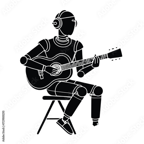 robot playing with guitar
