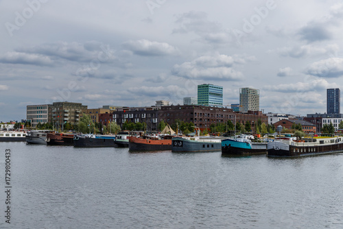 Houseboats on the water in Antwerp