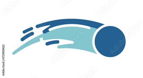 Dynamic Blue and Teal Abstract Shape with Motion Lines