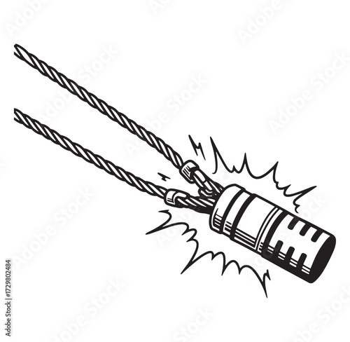 Illustration of a severed cable indicating technical failure and disconnection problems