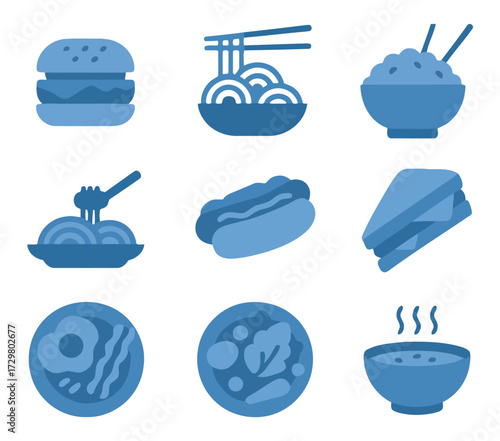 Culinary Delights: A vibrant graphic showcases a diverse array of iconic food items, capturing the essence of delicious, satisfying meal.