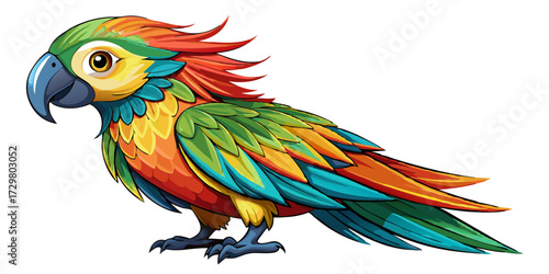 Beautifully Illustrated Parrot with Vibrant Colors and Exquisite Feather Detail Design