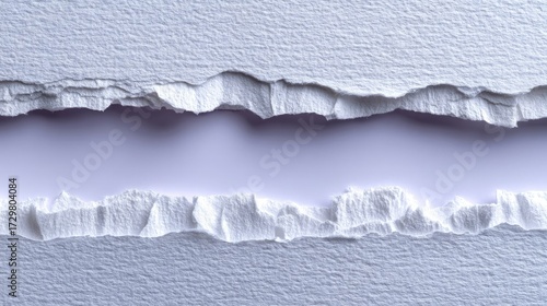 Torn White Paper Texture Background with Rough Edges and a Light Violet Center in Macro Detail