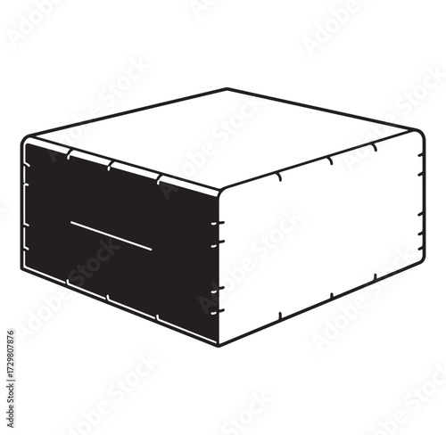 Simple black and white illustration of a tissue box isolated on white background