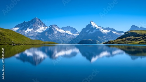 Wallpaper Mural Panoramic Bachalpsee Lake Summer Mountain Reflection Switzerland Torontodigital.ca