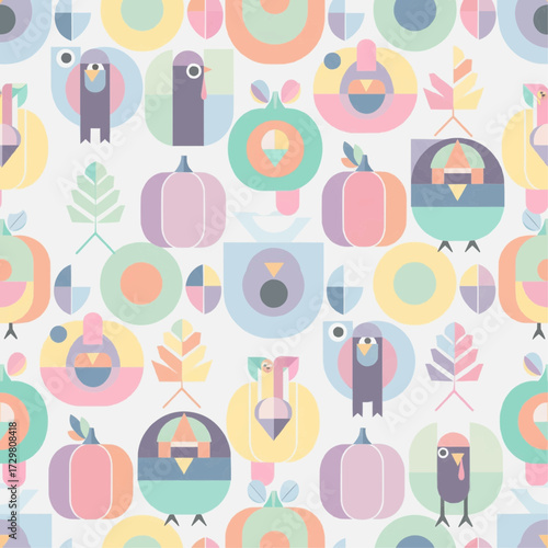 seamless set of pumpkins and turkey