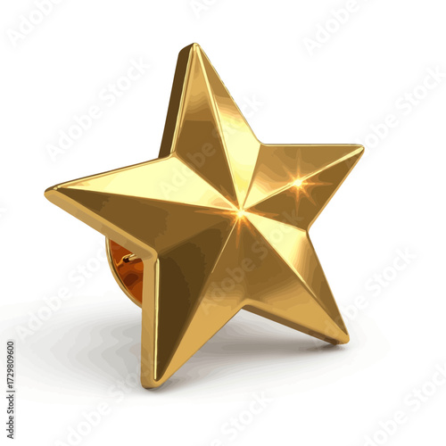 Golden star award on a white background, symbol of excellence, achievement, and recognition, perfect for celebrating success and milestones