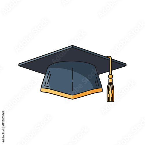 Illustration of a classic graduation cap, representing academic achievement, higher education, and the celebration of knowledge and success