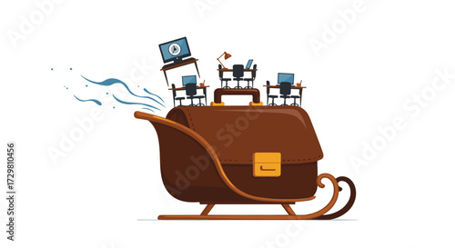 Transform your office into a mobile workspace with this innovative briefcase sleigh bringing productivity on the go for the modern professional, Generative AI.