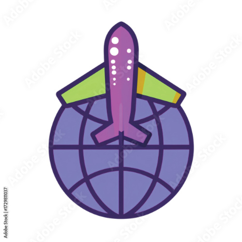 An airplane flying over a globe, representing global travel and transportation.