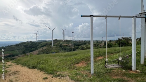 Wind turbines for electric power production, Khao Kho, Phetchabun province, Thailand.