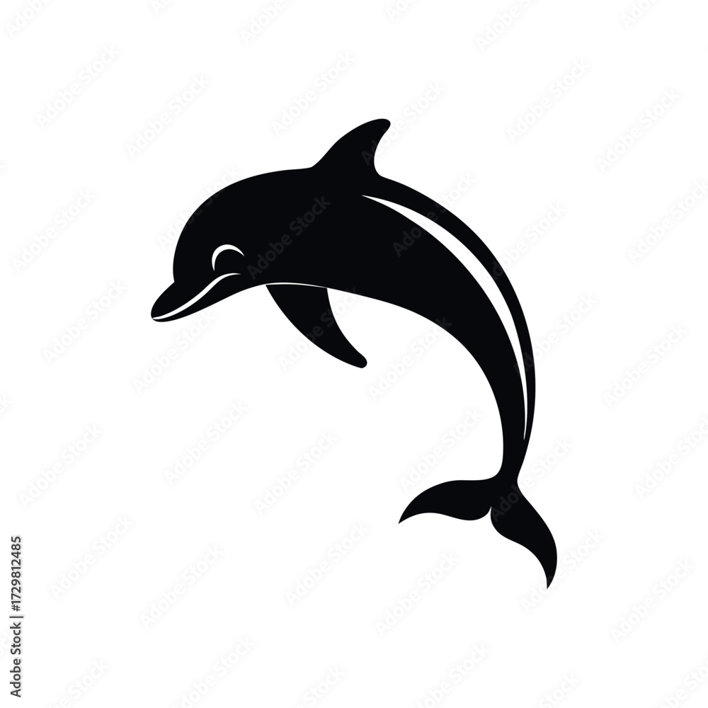 Fototapeta premium a clean silhouette vector art of a jumping dolphin