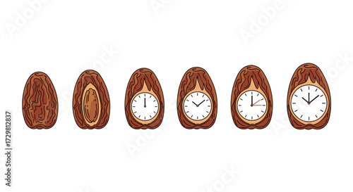 Creative concept of dates as clocks symbolizing time seasons and the passage of moments in life perfect for design, Generative AI.