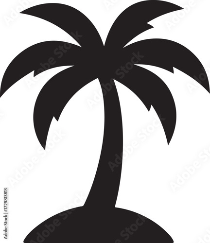 Iconic palm tree silhouette evokes tropical paradise and summer vacation dreams for travel and leisure designs.