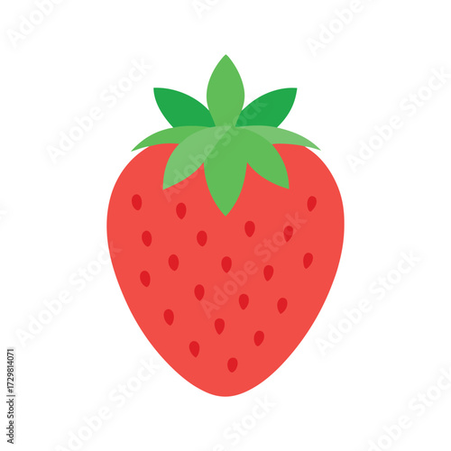 a ripe strawberry with seeds highlighted in vector