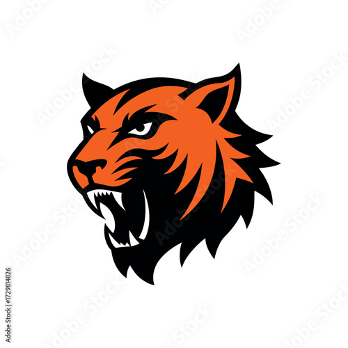vector art of a roaring tiger
