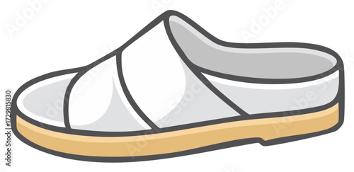 Cartoonish White Sandal or Slipper with Open Back and Tan Sole Footwear