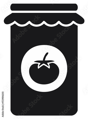 Canned Tomatoes Vector Illustration Preserves Homemade Recipe Canning Black and White Graphics