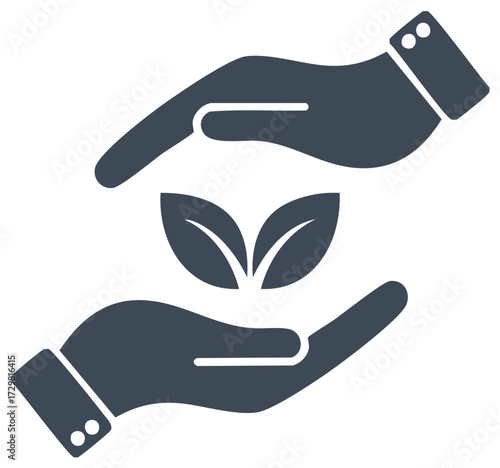 Hands cradling plant seedling symbol for environmental protection and growth concepts