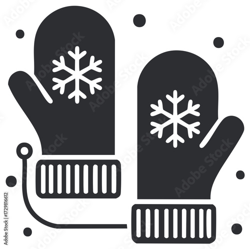 Black and White Winter Mittens with Snowflake Designs