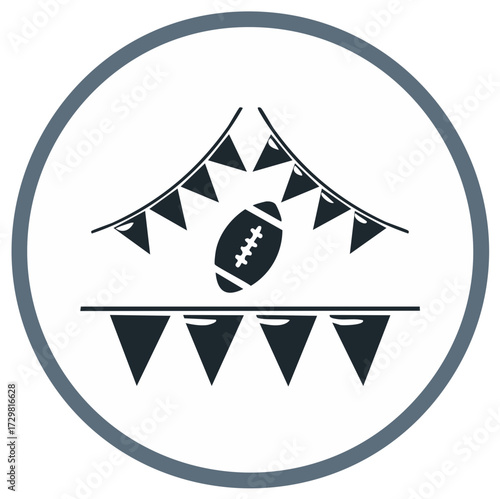 Icon of American Football with Pennant Banner Decoration for Sports Party