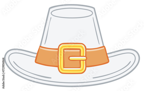 Classic Pilgrim Hat With Buckle For Thanksgiving Celebration and Autumn Holidays