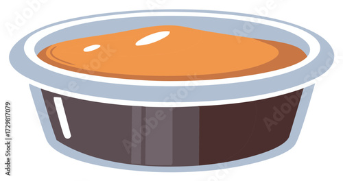 Vector Illustration of a Bowl Filled with Sauce, Gravy, or Dip in a Simplified Style