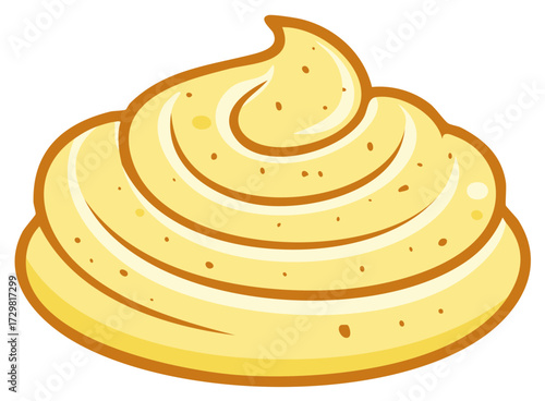 Cartoon icon of a yellow whipped cream or frosting swirl for desserts