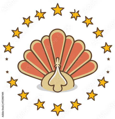 Stylized Turkey Vector Illustration with Stars Festive Design