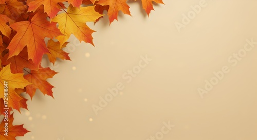 Beautiful Fall Wallpaper with Large Maple Leaves in the Corner
