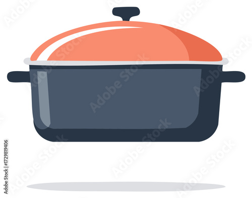 Modern Dutch Oven With Orange Lid for Cooking and Baking