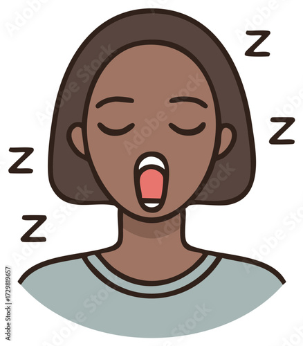 Illustration of a sleepy person yawning with eyes closed and mouth open surrounded by Z symbols.