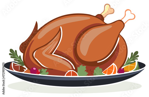 Whole Roasted Turkey Platter with Fruit and Herbs
