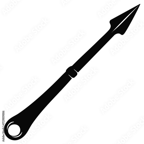 Vector illustration of a spear in black and white