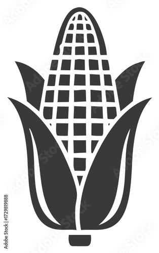 Corn Cob Icon Graphic, Agricultural Plant Symbol, Sweet Corn Vegetable Design