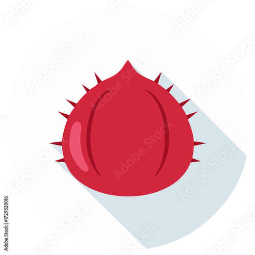 Spiky Red Abstract Icon Flat Design Illustration With Long Shadow
