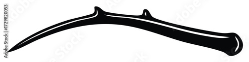 Sharp curved black thorn or horn vector icon with a glossy highlight. Stylized spike illustration for logos or tattoos.